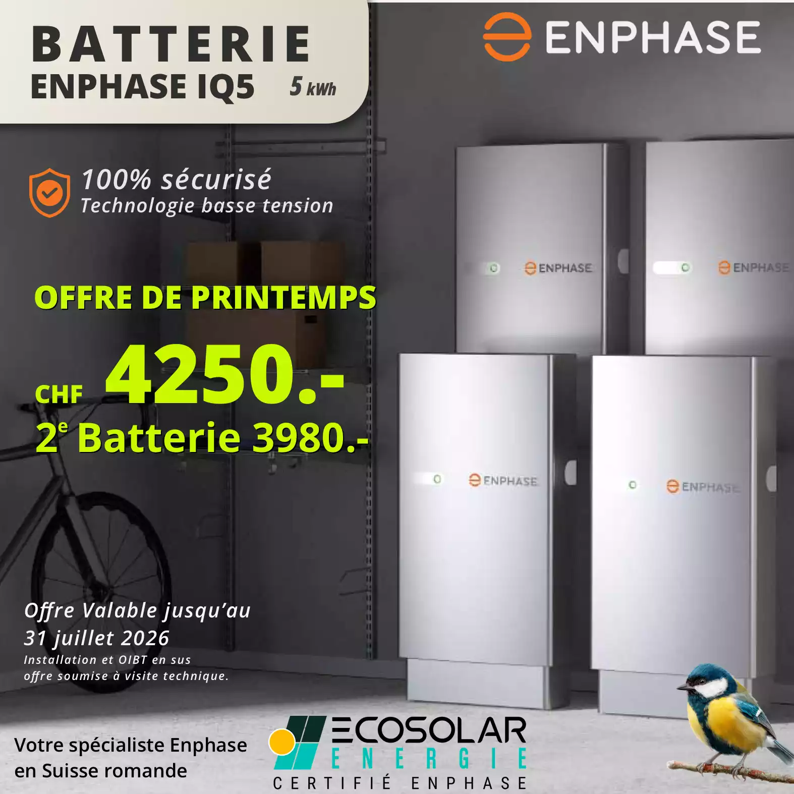 Offre de printemps enphase iq 5 batterie de stockage